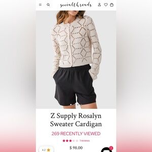 Z Supply Rosalyn Sweater Cardigan in Crystal size M